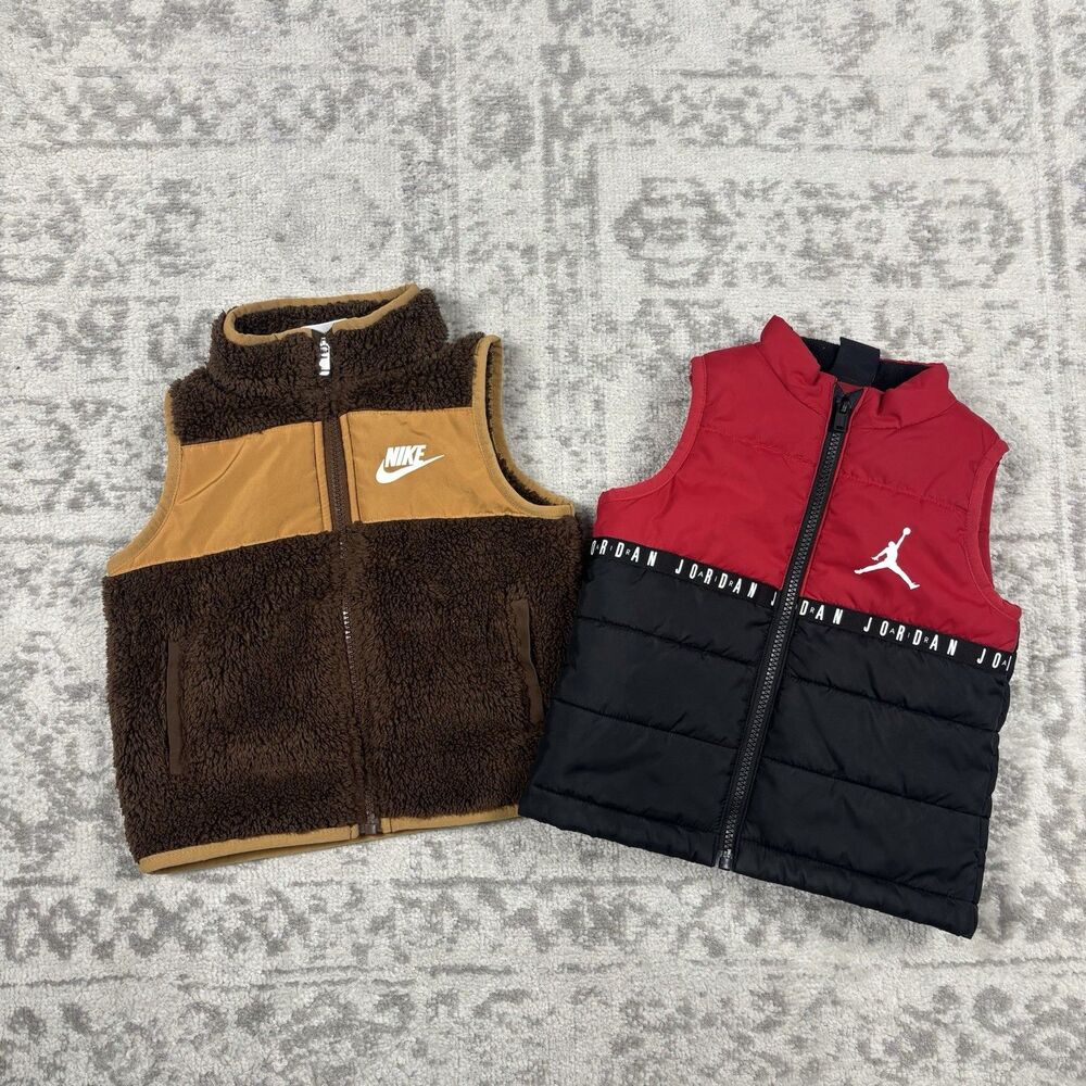Lot 2X Jordan Puffer Vest Kids Sleeveless Jacket NBA Basketball Jumpman Size 2T